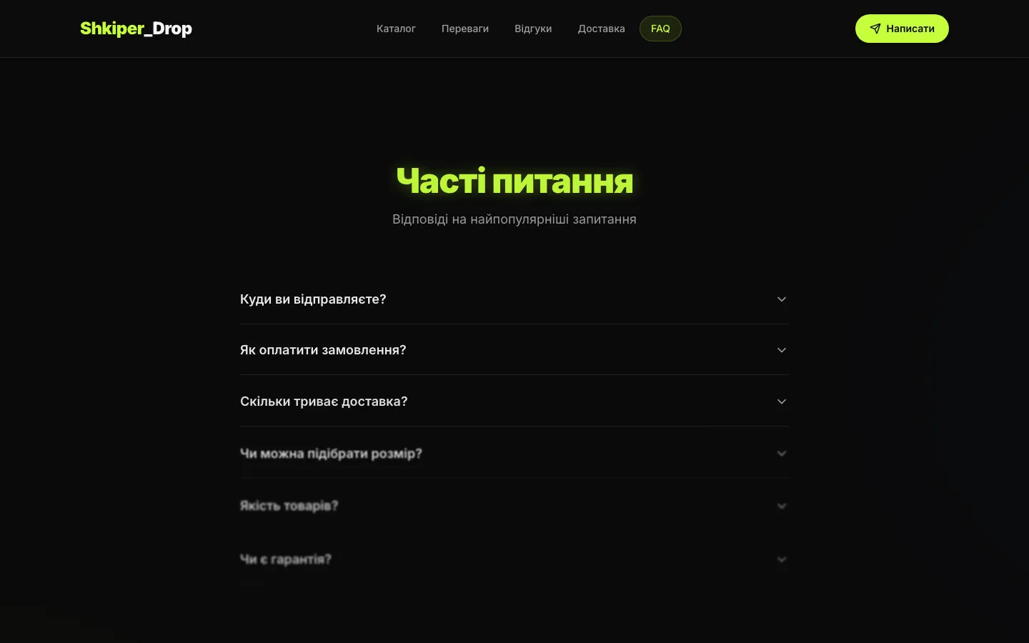 Delivery & Payment + Telegram CTA