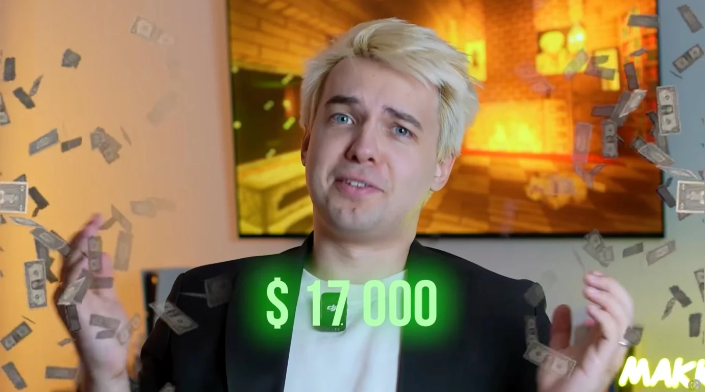 Maccoudi on screen with an overlay showing $17,000.