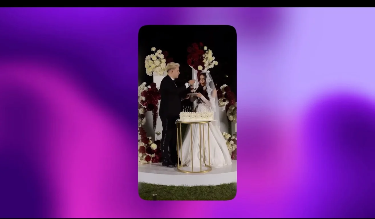 A vertical cutaway showing a wedding celebration.